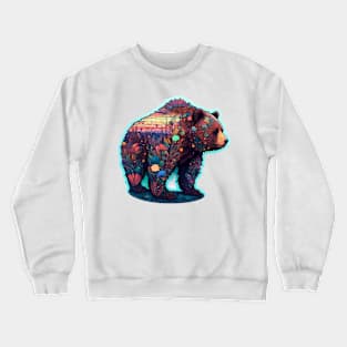 Sunset Flower Bear Crewneck Sweatshirt